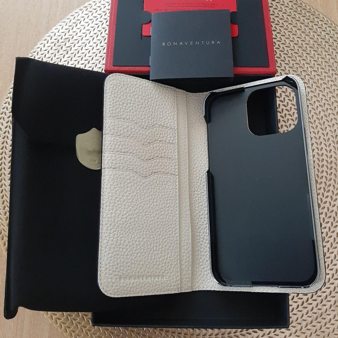 【ボナベンチュラ】ダイアリーケースiPhone 14 Pro Max,アイボリー