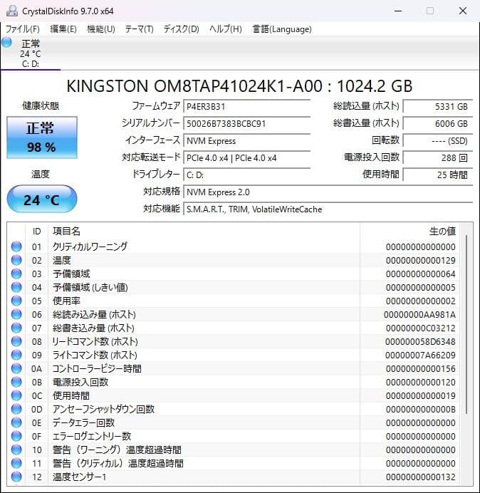 外付けハードディスク・ドライブ Kingston 1024GB PCIe Gen4 SSD