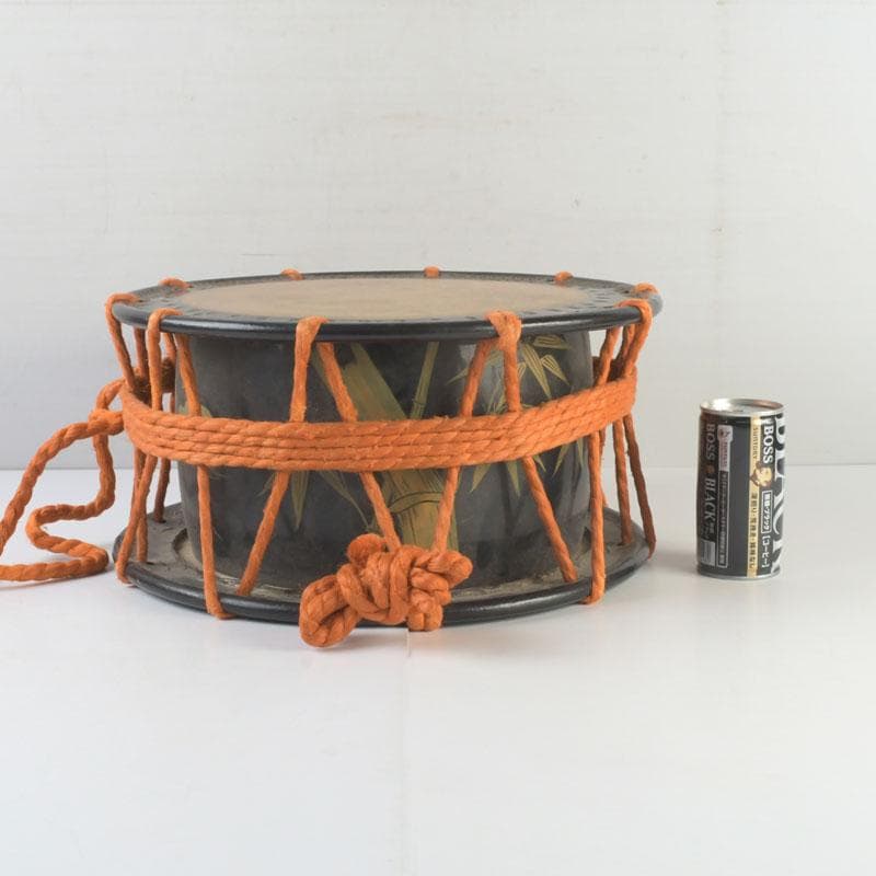 和楽器　和太鼓　締太鼓　梅竹蒔絵胴　台座付　V　9889A