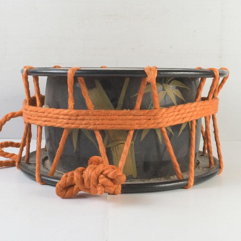 和楽器　和太鼓　締太鼓　梅竹蒔絵胴　台座付　V　9889A