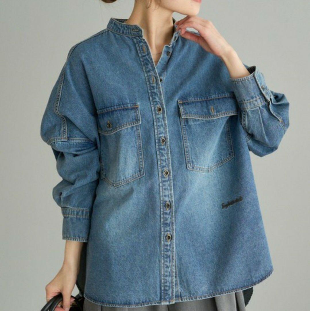 m*r様 バンドカラー デニムシャツ ヴィンテージライク PUAL CE CIN