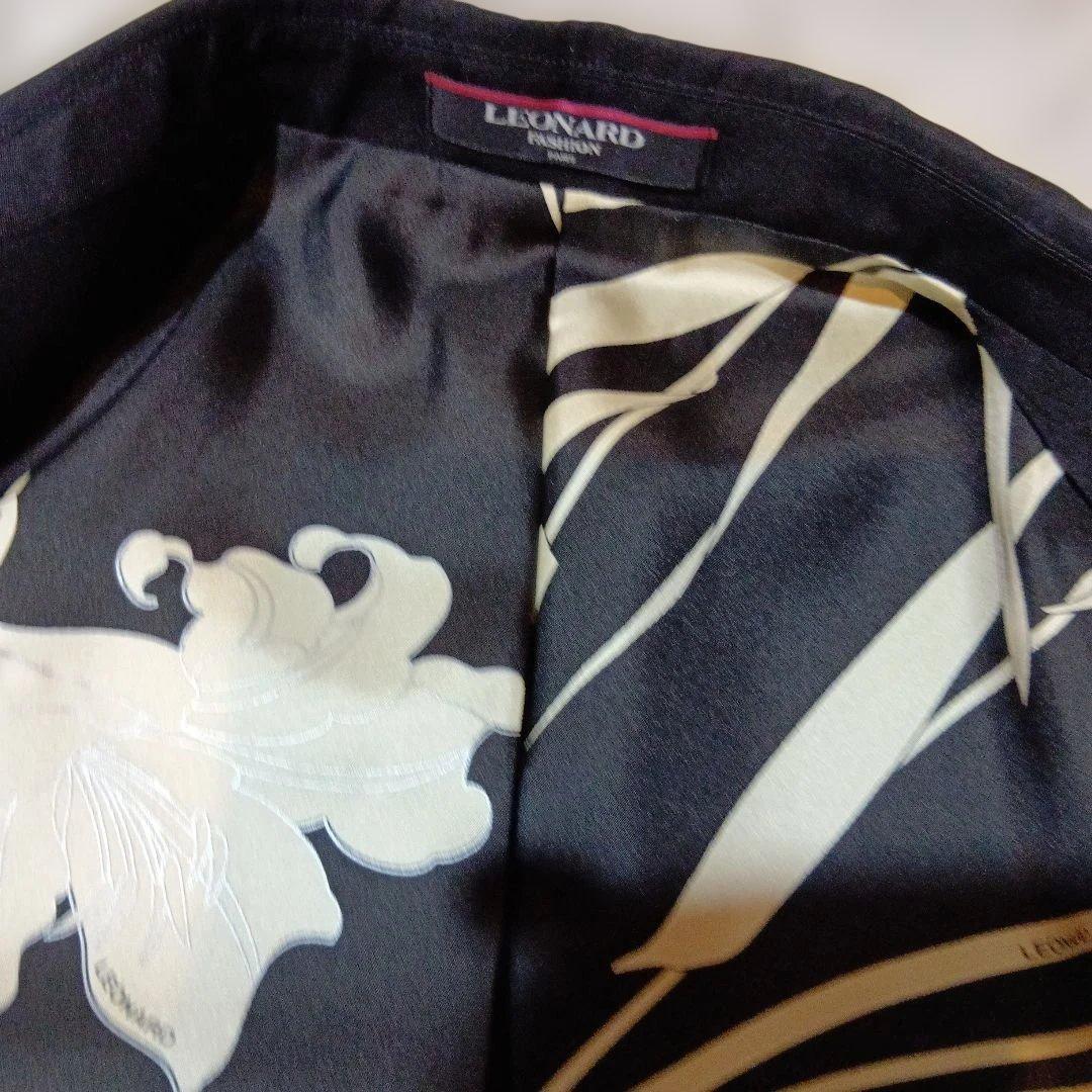 レオナール　シルク　ブラック テーラードジャケット