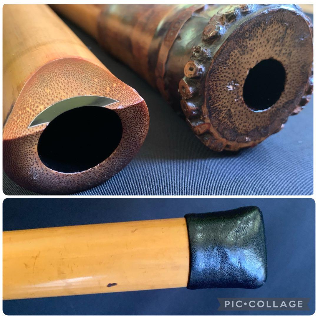 都山流 尺八 『河野玉水』 在銘 銀中継ぎ 1尺8寸（約55センチ）