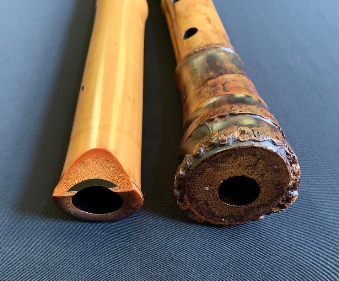 都山流 尺八 『河野玉水』 在銘 銀中継ぎ 1尺8寸（約55センチ）