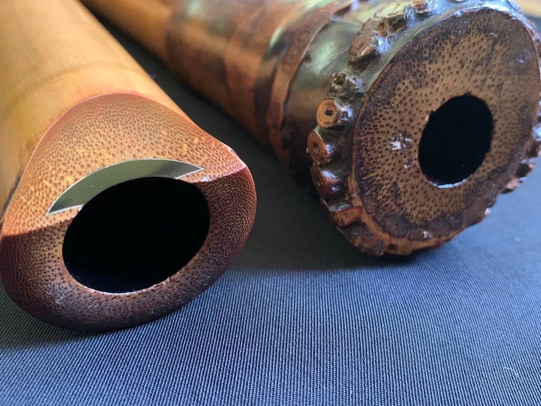 都山流 尺八 『河野玉水』 在銘 銀中継ぎ 1尺8寸（約55センチ）