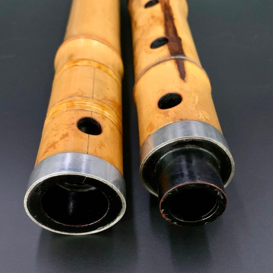 都山流 尺八 『河野玉水』 在銘 銀中継ぎ 1尺8寸（約55センチ）