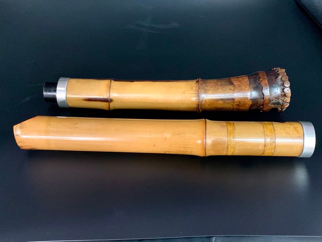 都山流 尺八 『河野玉水』 在銘 銀中継ぎ 1尺8寸（約55センチ）