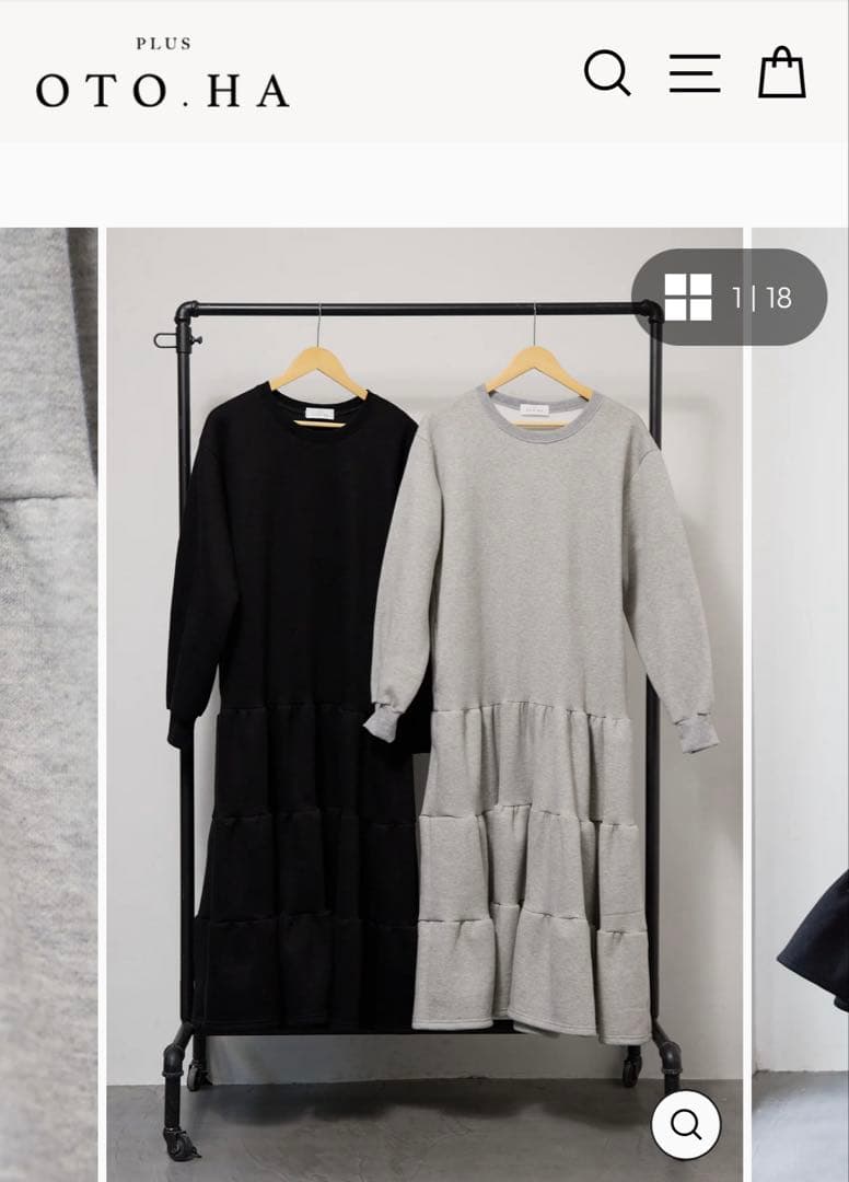 plusotoha 裏起毛ティアードワンピース ブラック新品未使用タグ付き