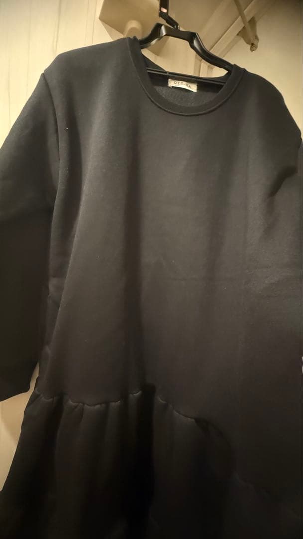 plusotoha 裏起毛ティアードワンピース ブラック新品未使用タグ付き