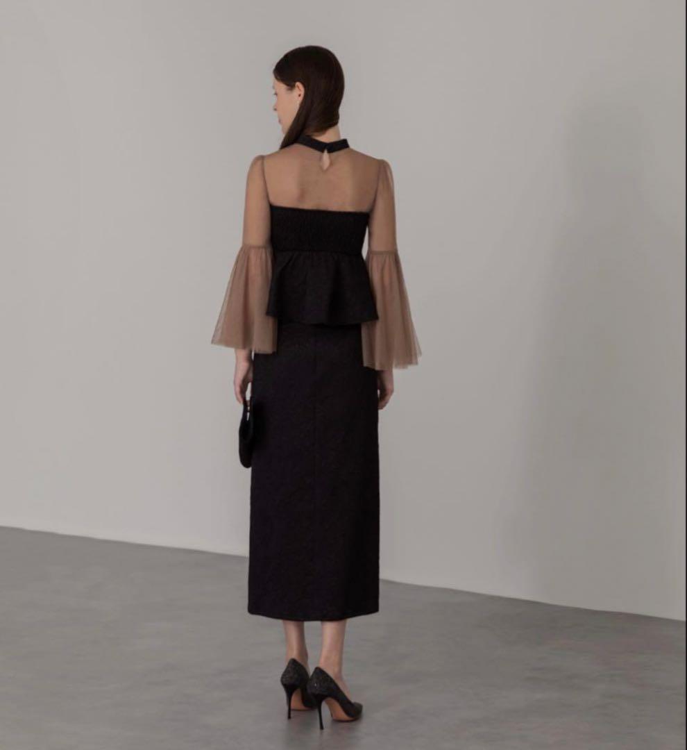 【LEJA】スパンコールビジューボタンセットアップワンピース