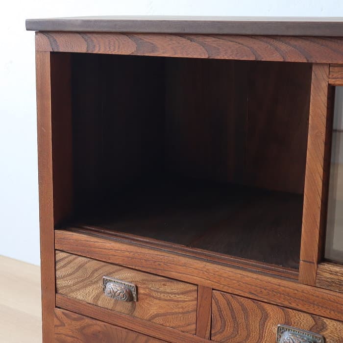 アンティーク ケヤキ ローボード 鉄脚 飾り棚 古家具 スギ テレビ台