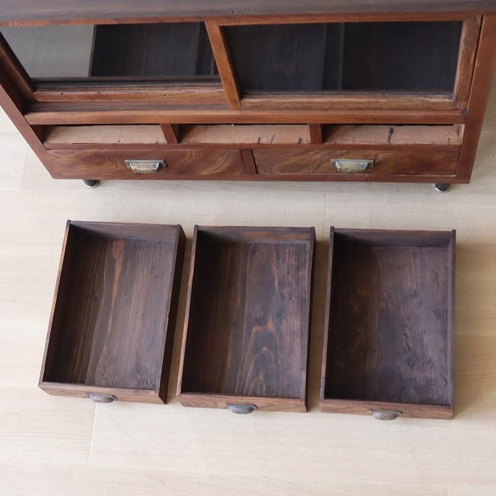 アンティーク ケヤキ ローボード 鉄脚 飾り棚 古家具 スギ テレビ台