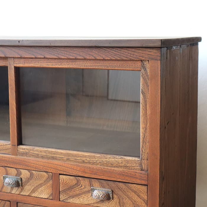 アンティーク ケヤキ ローボード 鉄脚 飾り棚 古家具 スギ テレビ台