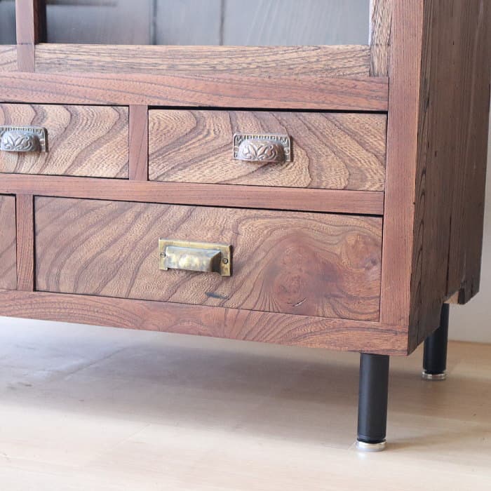 アンティーク ケヤキ ローボード 鉄脚 飾り棚 古家具 スギ テレビ台