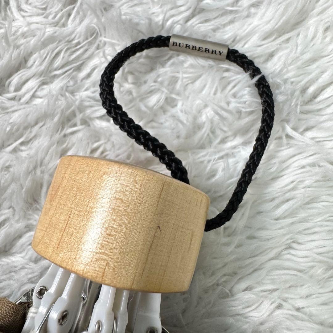 【極美品】バーバリー〈日本製〉ノバチェック柄パイピングロゴ刺繍折り畳み日傘　茶系