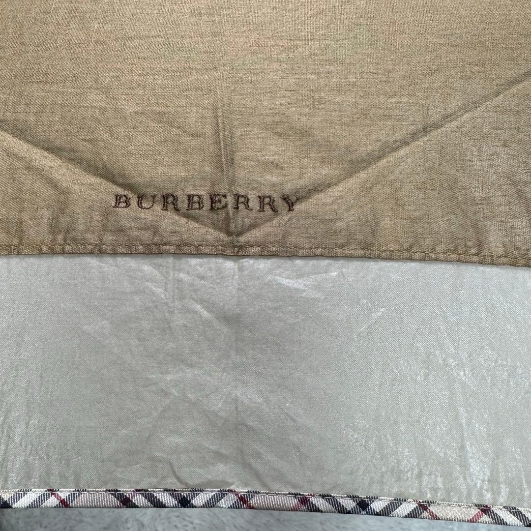 【極美品】バーバリー〈日本製〉ノバチェック柄パイピングロゴ刺繍折り畳み日傘　茶系