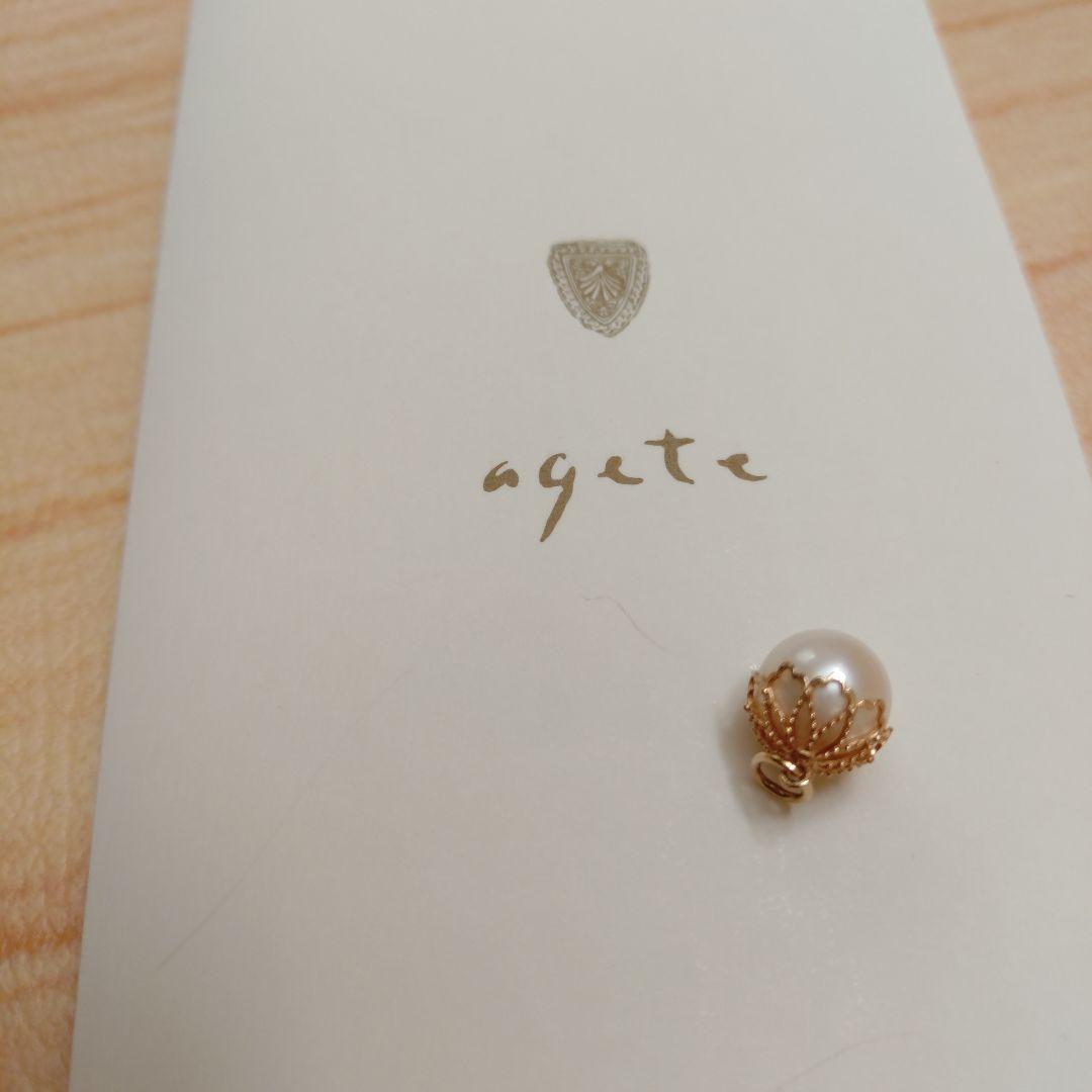 agete　アガット 透かしパール ネックレスチャーム K10