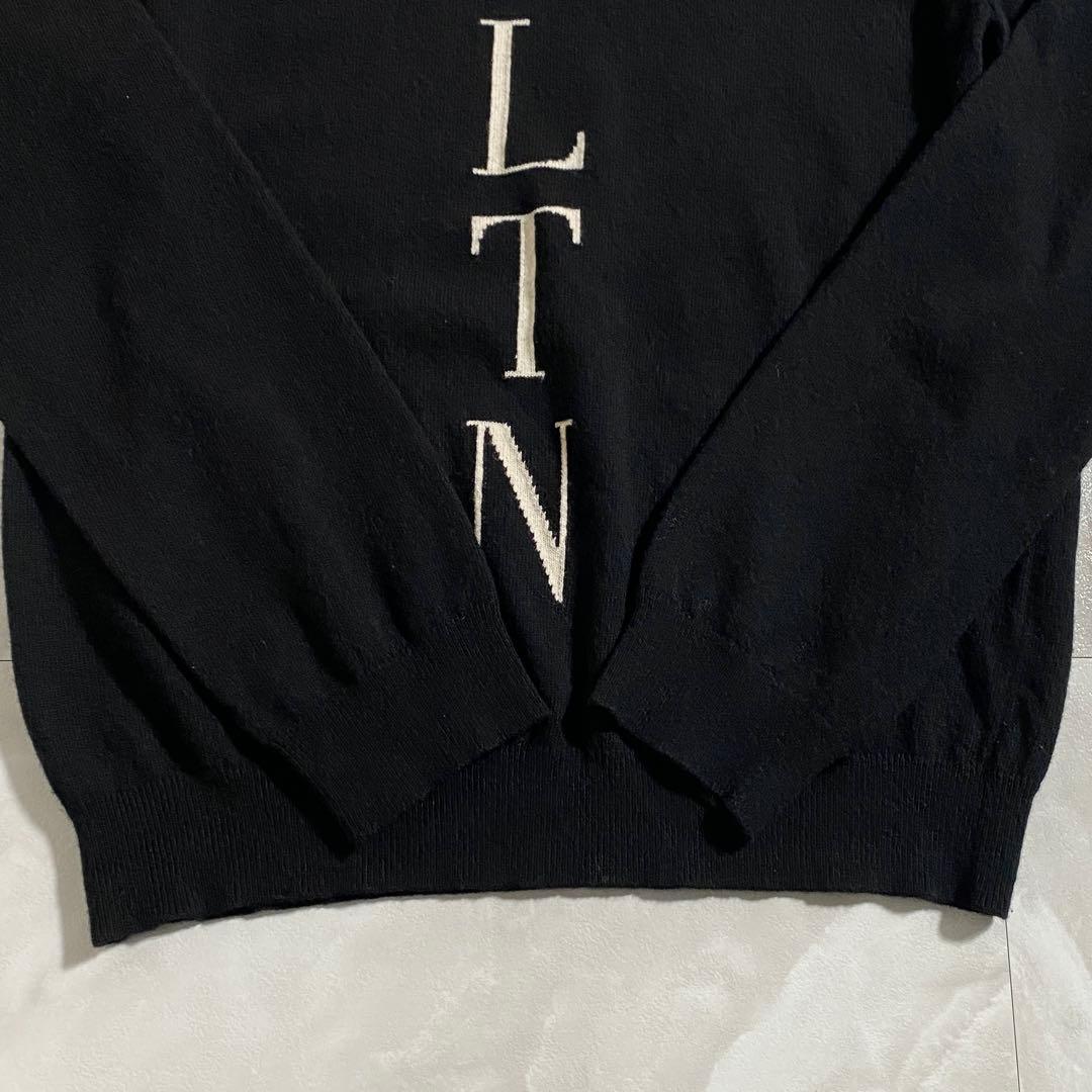 A18554 美品 ヴァレンティノ ウールカシミヤ VLTNロゴニット 黒 M
