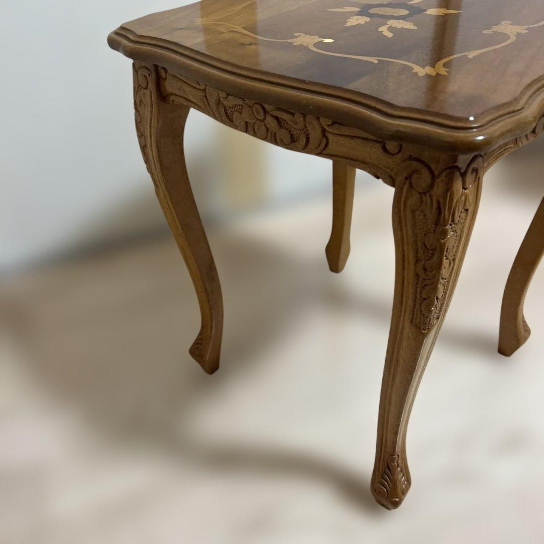 美品✨イタリア製　サイドテーブル　象嵌細工　猫脚　ネストテーブル　アンティーク