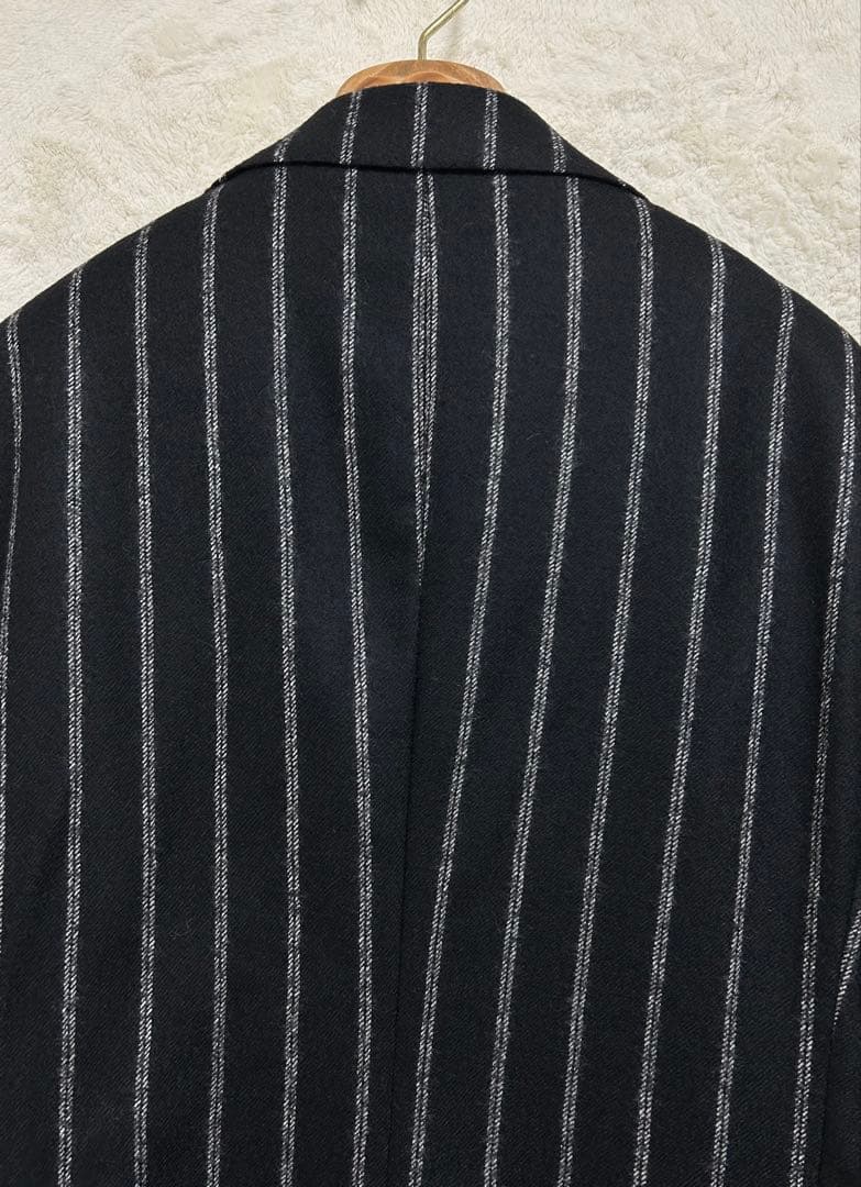 【新品同様】TAGLIATORE メンズ スーツ 46 M 黒×白 ストライプ