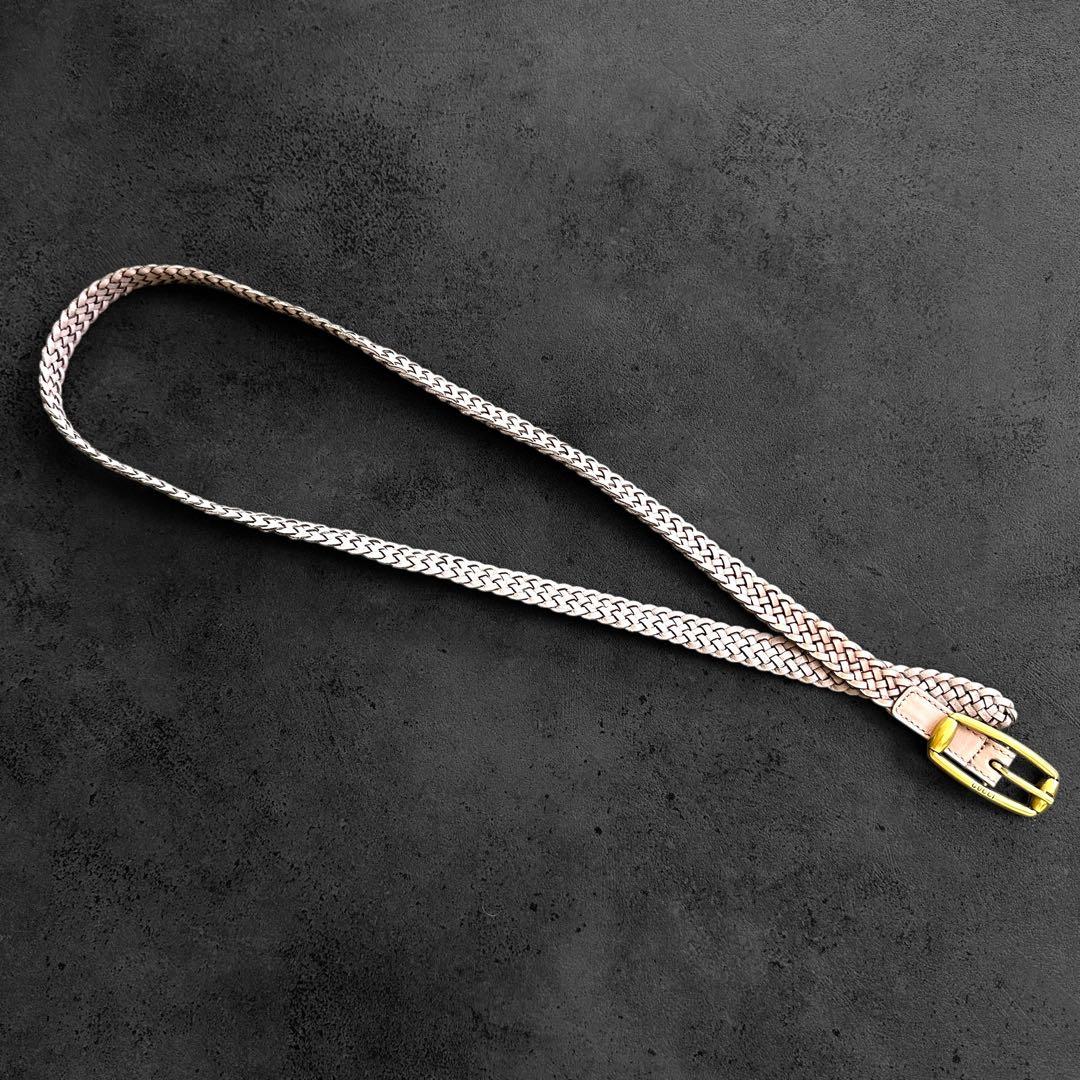 小物 GUCCI Braided leather belt Smoky pink