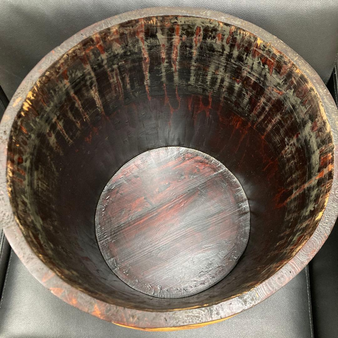 漆塗り桶　蓋付き