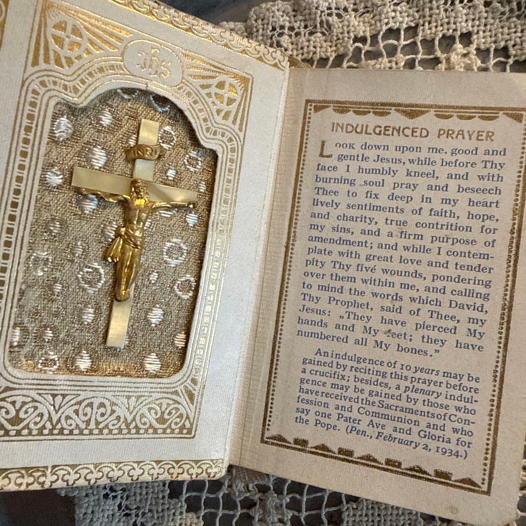 1940年アンティーク美しいmissel聖書セット　ジャンクジャーナル洋書　古書