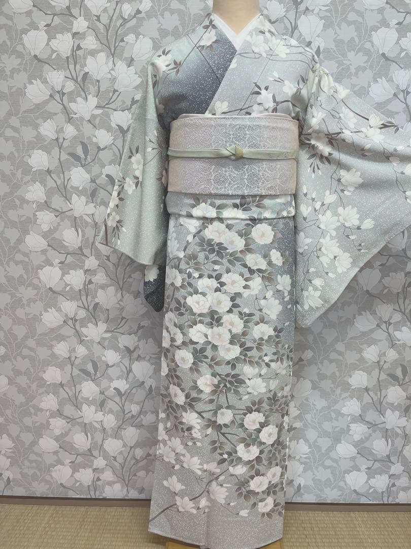 正絹 訪問着 椿桜木蓮 伊と幸 長襦袢おまけ