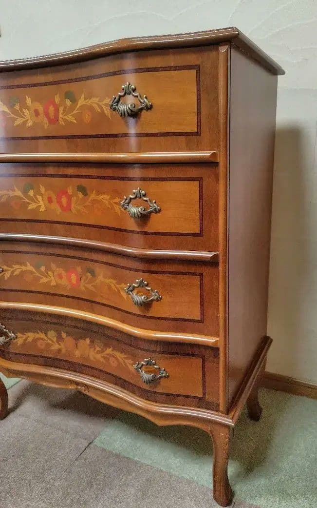 象嵌　チェスト　4段　猫脚