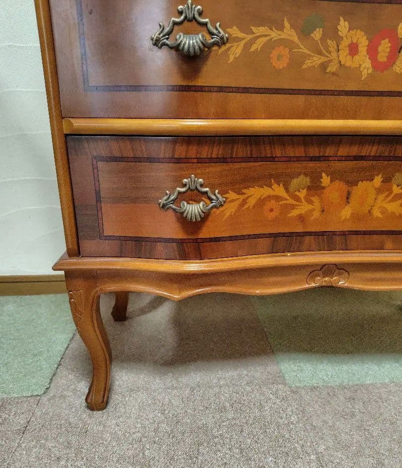 象嵌　チェスト　4段　猫脚