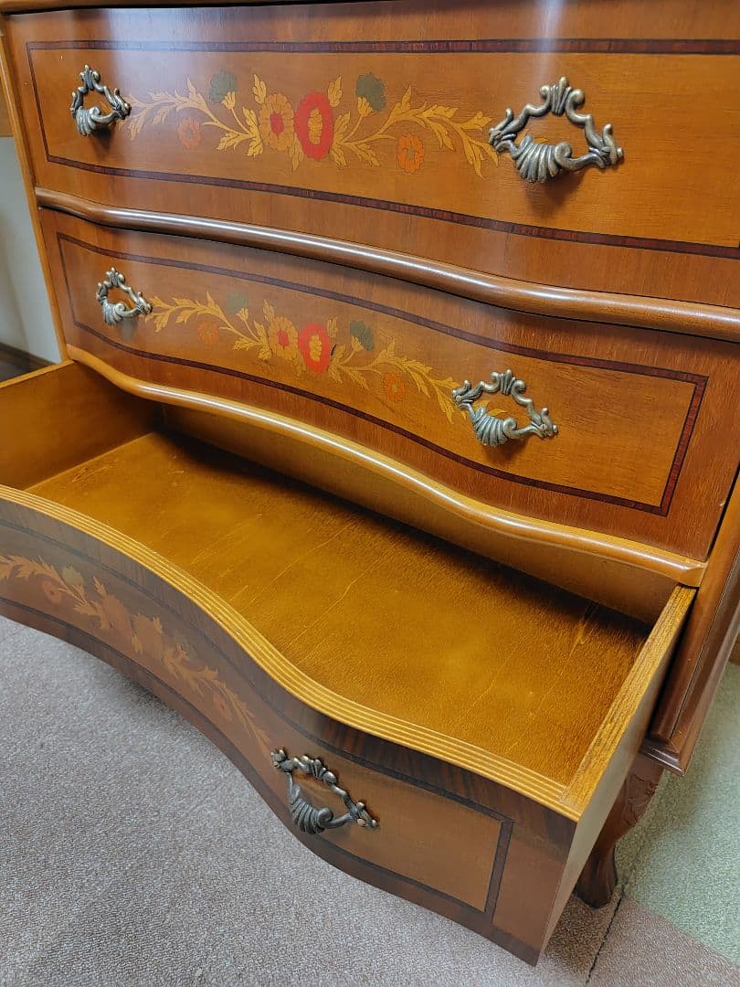 象嵌　チェスト　4段　猫脚