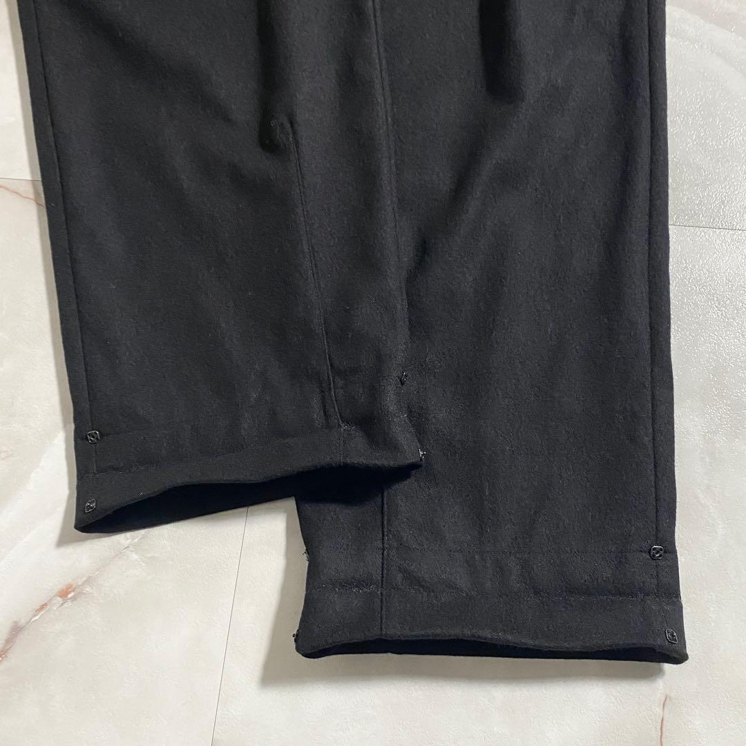 A18466 美品 パパス ウールフランネル2タックワイドスラックスパンツ 黒L