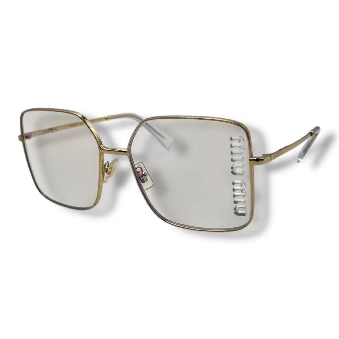 美品 MIUMIU ロゴ メタル サングラス メガネ 眼鏡 現行 スクエア ロゴ