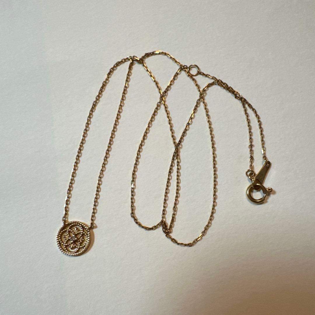 agete アガット K18K14ダイヤモンドネックレス0.01ct