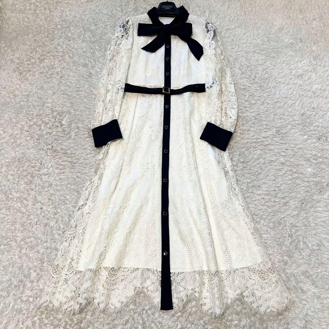 グレースコンチネンタル　コードレースシャツドレス　ボウタイ　2024