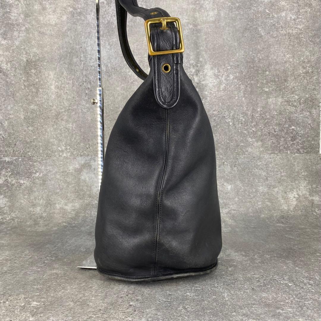 オールドコーチ レザー ショルダーバッグ バケツ型 ブラック 9085