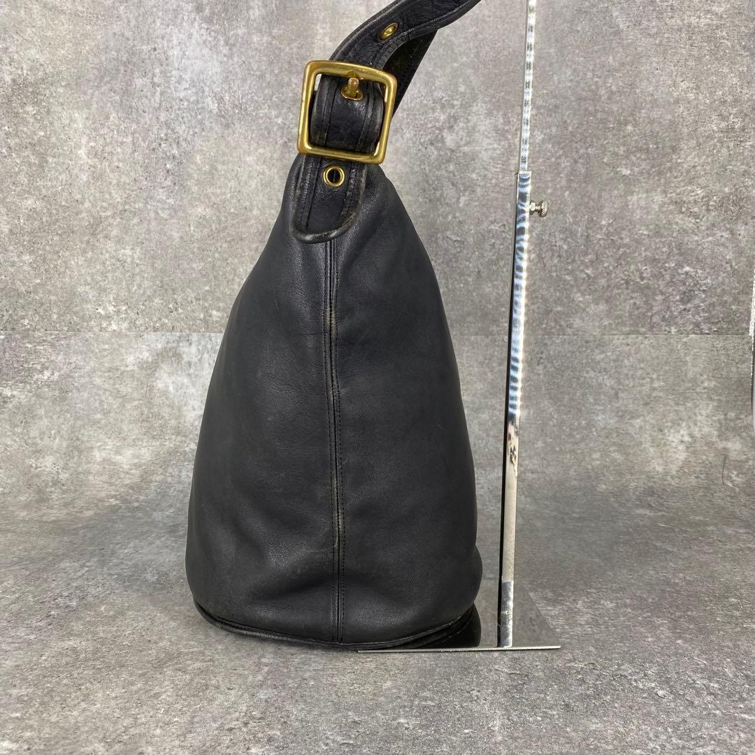 オールドコーチ レザー ショルダーバッグ バケツ型 ブラック 9085