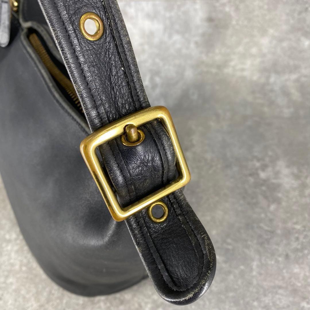 オールドコーチ レザー ショルダーバッグ バケツ型 ブラック 9085