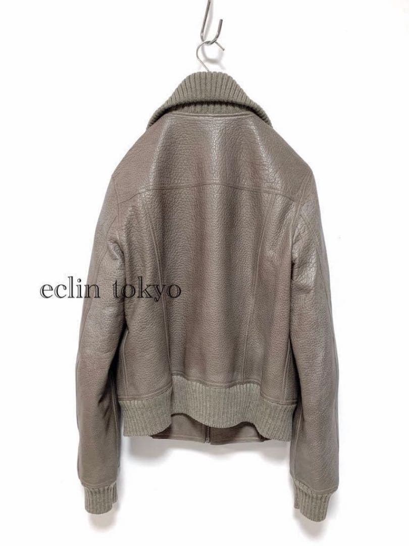 HERMES 《エトゥープ系》レザー ライダース ジャケット E2474