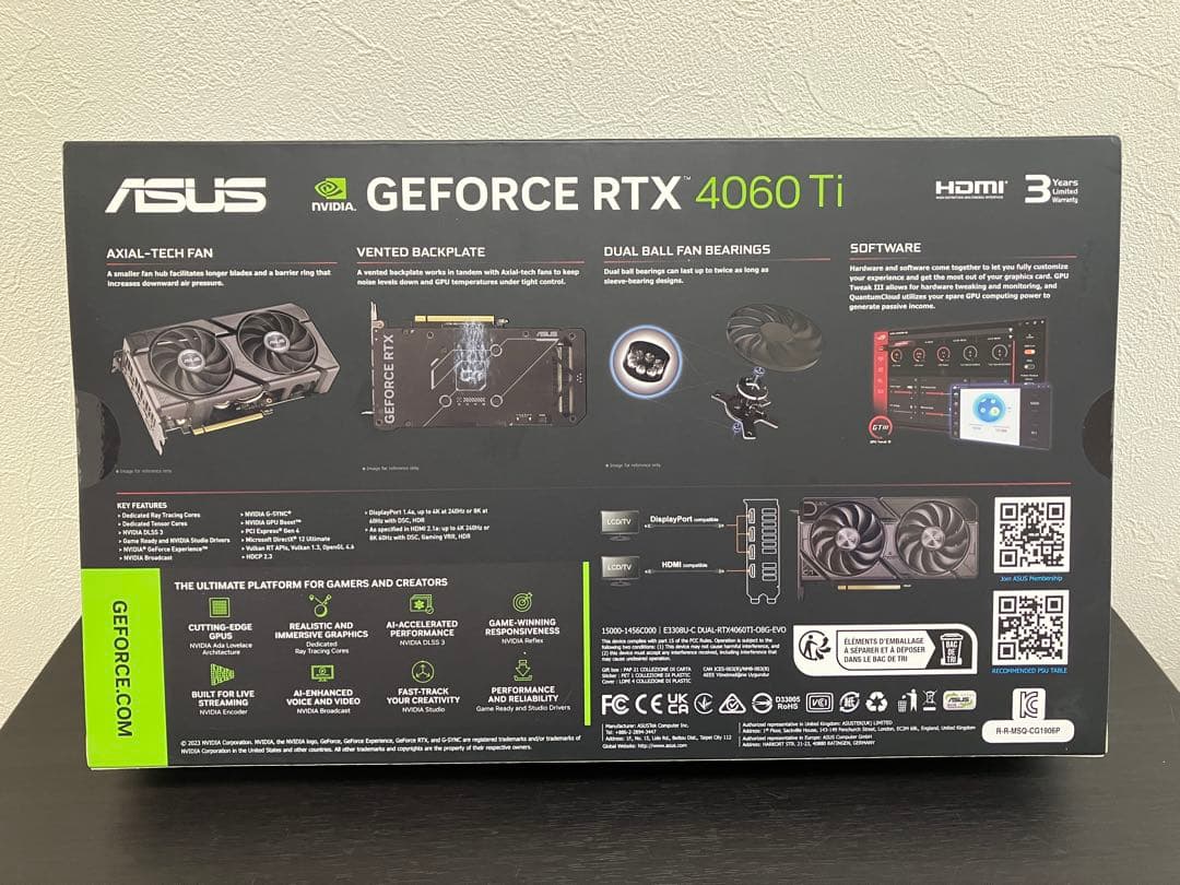 グラフィックボード・グラボ・ビデオカード ASUS Dual GeForce RTX 4060 Ti OC 8GB