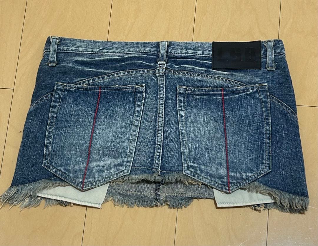 L.G.B. デニムミニスカート フリンジヘム