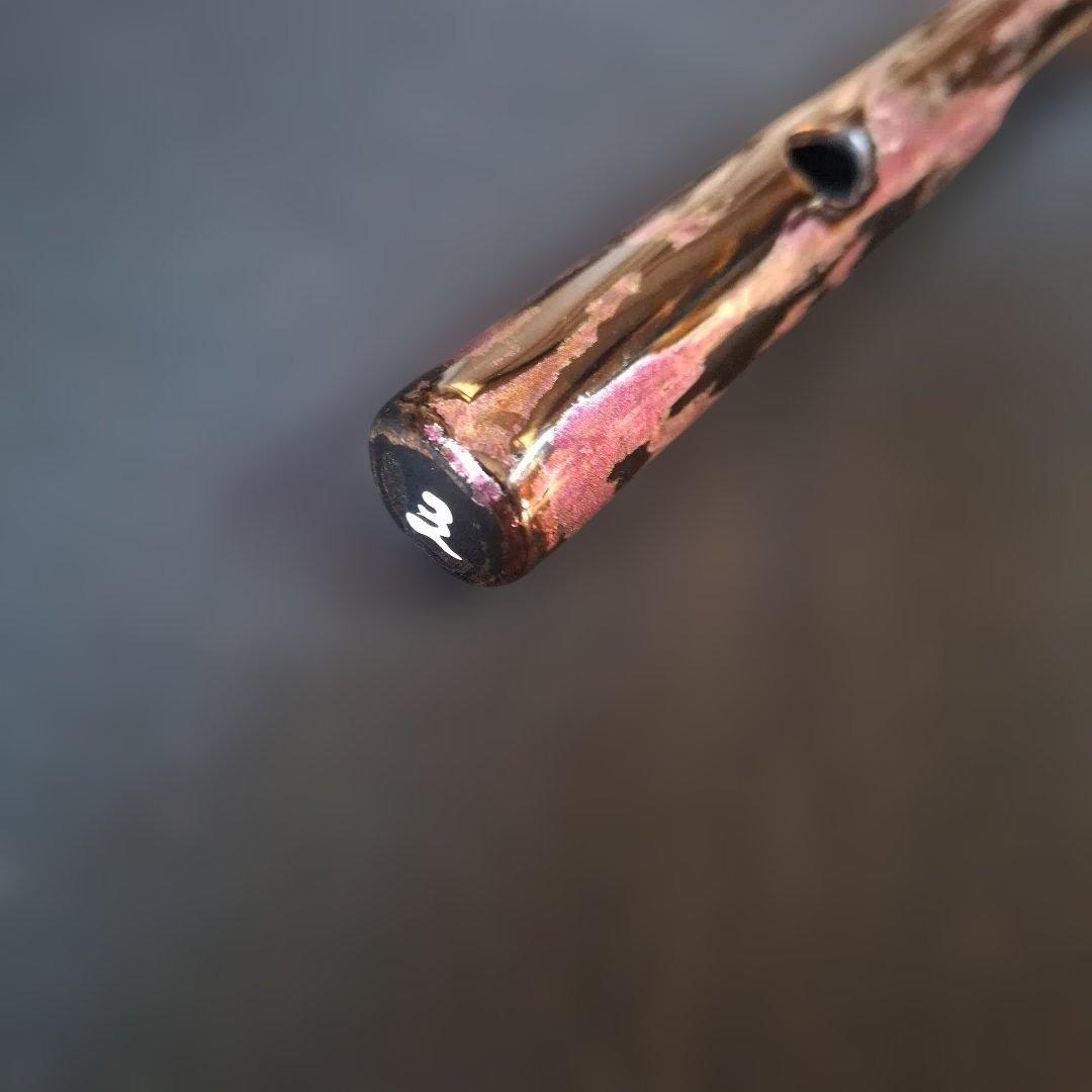 篠笛　古典調　5本調子　7穴　鉄管風仕上げ　黒地／紫銀