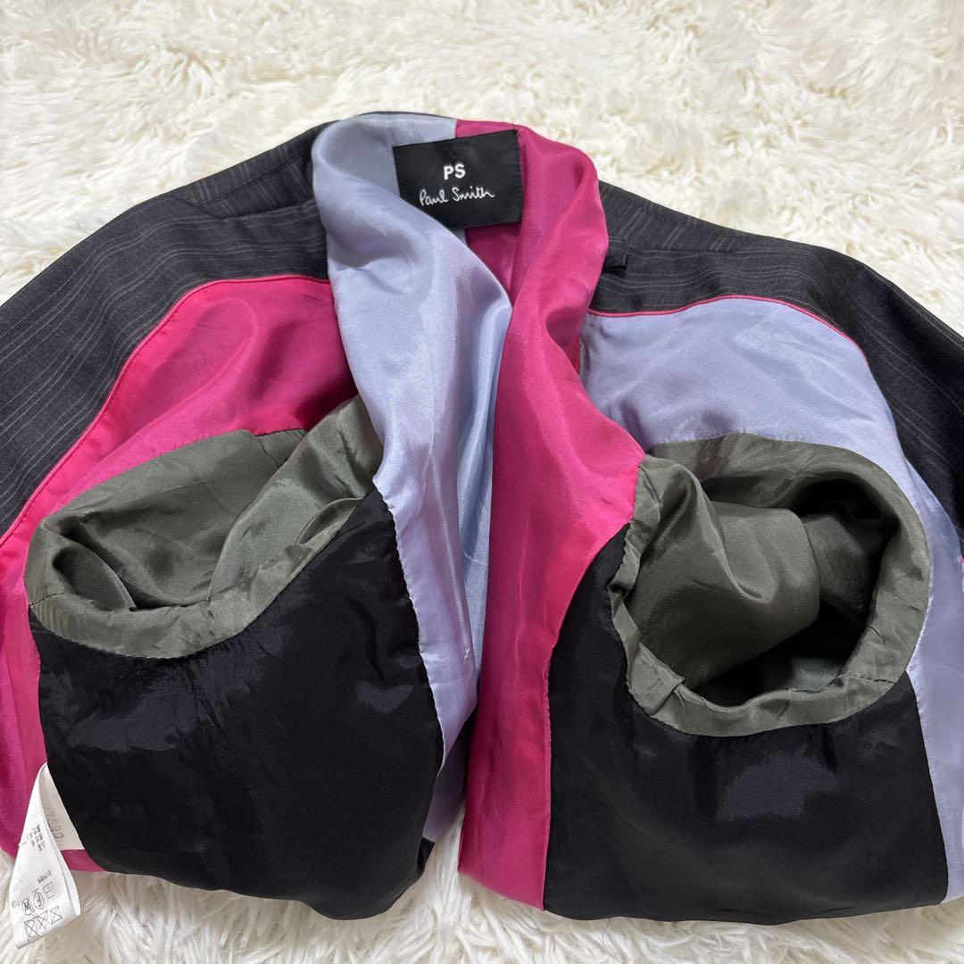 ピーエスポールスミス　セットアップ　ダークグレー　裏地派手　XL相当　42