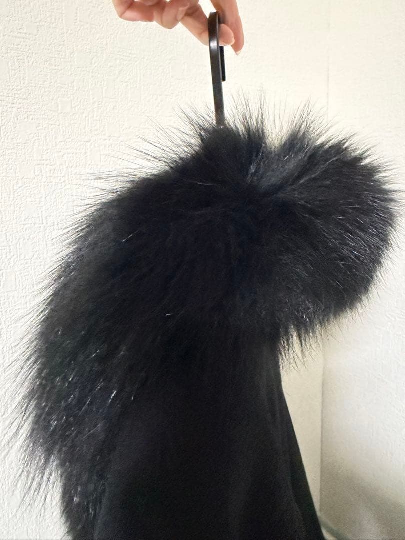 SAGA FURS カシミヤ100%　ブルーフォックス　ポンチョ