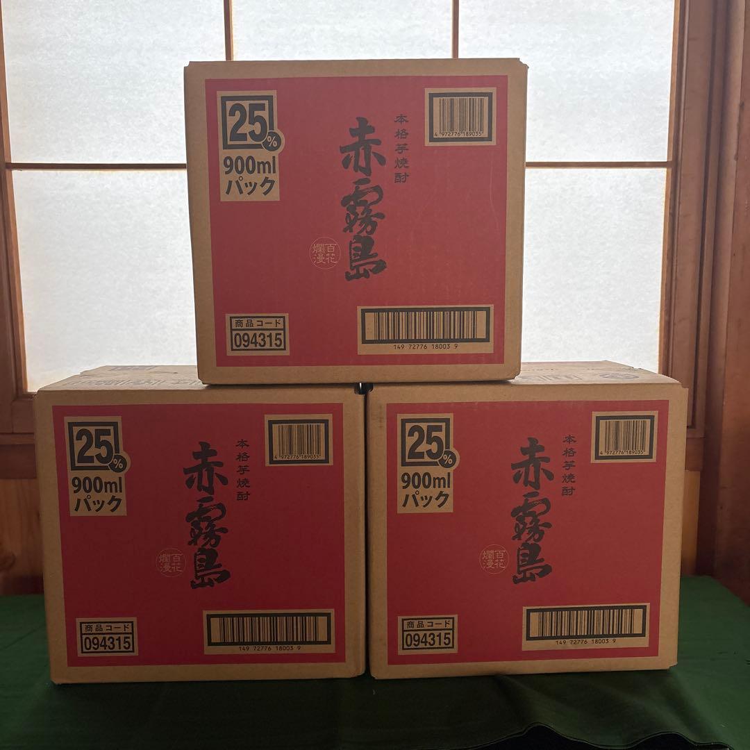 赤霧島 焼酎 900mlパック 6本入3箱