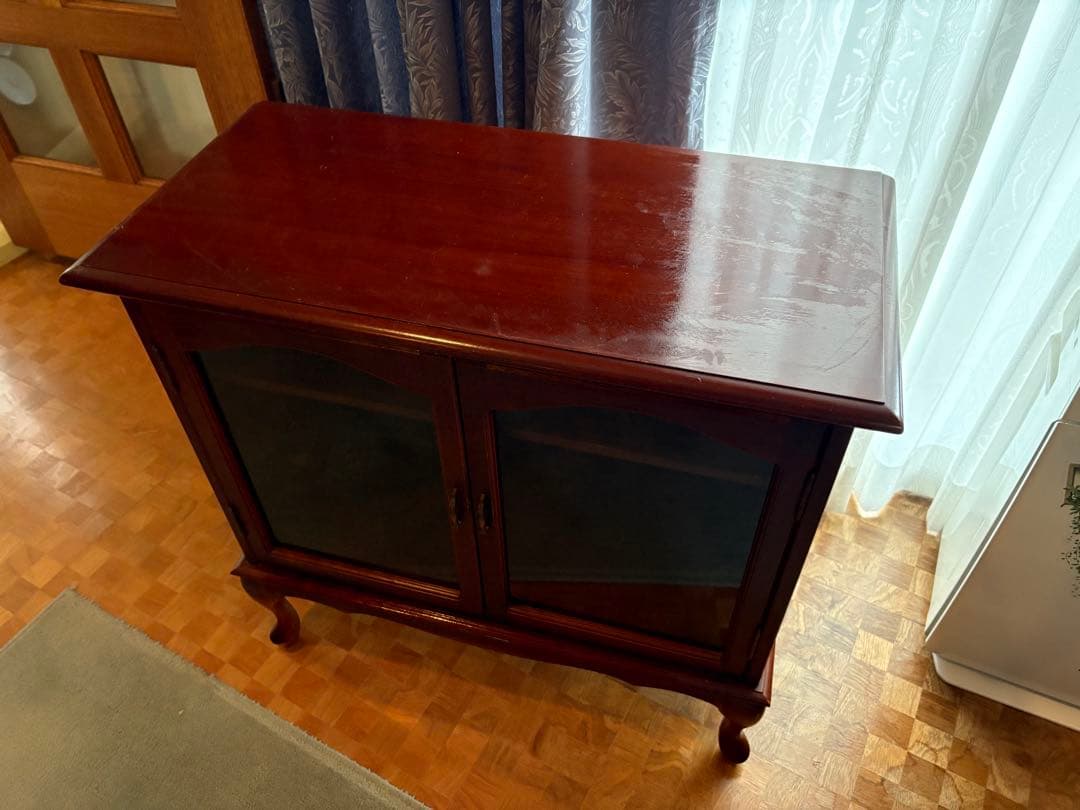 木製ダークブラウンキャビネット（訳あり）