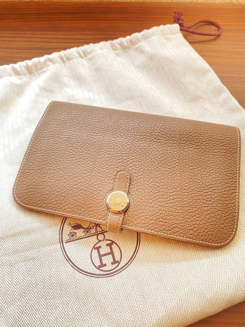 【美品】エルメス ドゴンGM ウォレット 財布 エトゥープ　HERMES