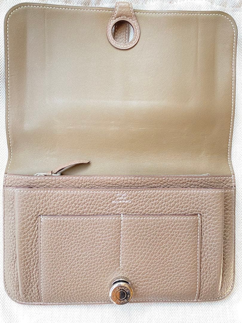 【美品】エルメス ドゴンGM ウォレット 財布 エトゥープ　HERMES