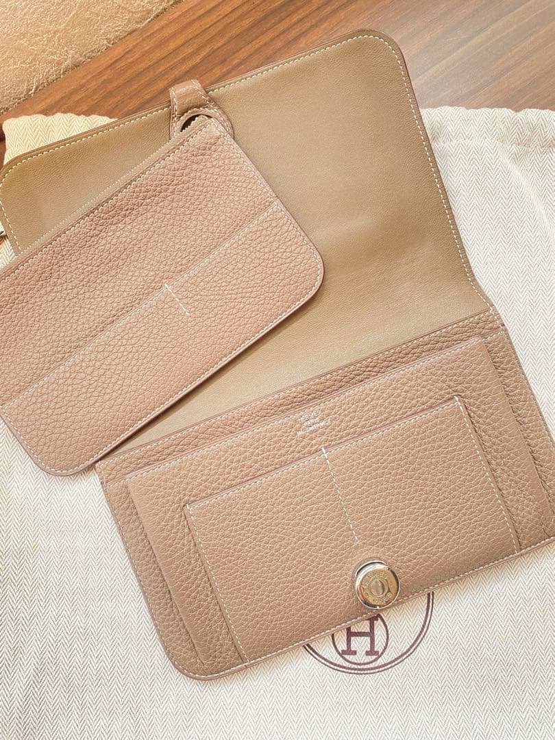 【美品】エルメス ドゴンGM ウォレット 財布 エトゥープ　HERMES