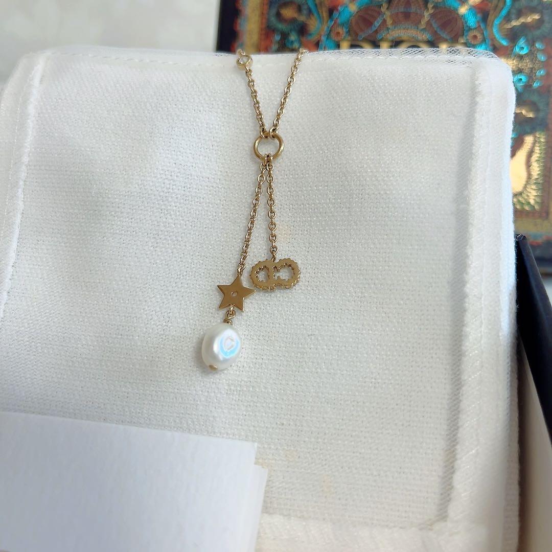 ディオール Christian Dior SHINY-D ネックレス 星 パール